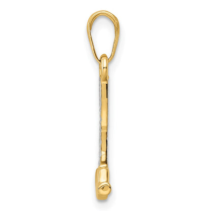 14K Yellow & Rhodium And White D/C Hammer Pendant