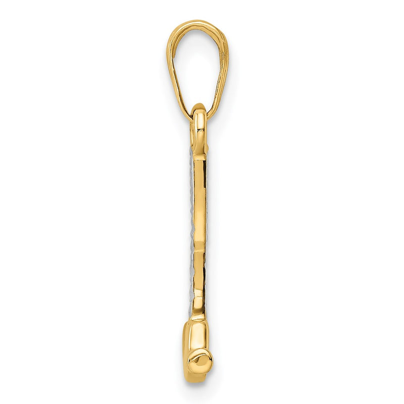 14K Yellow & Rhodium And White D/C Hammer Pendant
