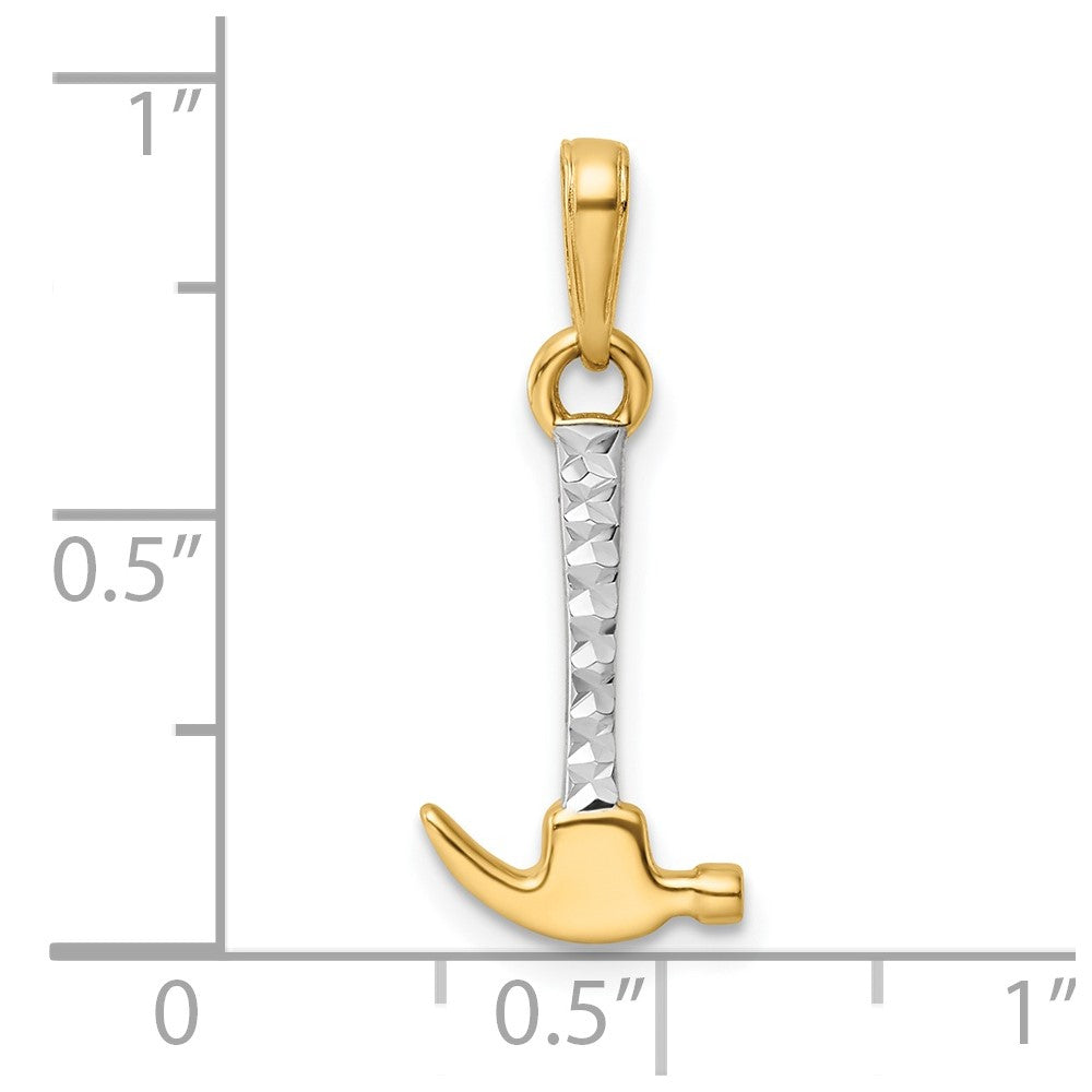 14K Yellow & Rhodium And White D/C Hammer Pendant