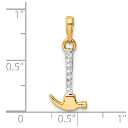 14K Yellow & Rhodium And White D/C Hammer Pendant