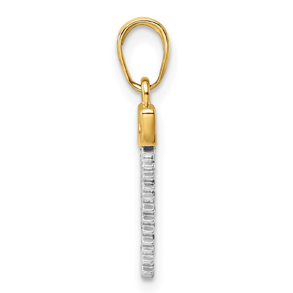 14K Yellow & Rhodium And White D/C Saw Pendant