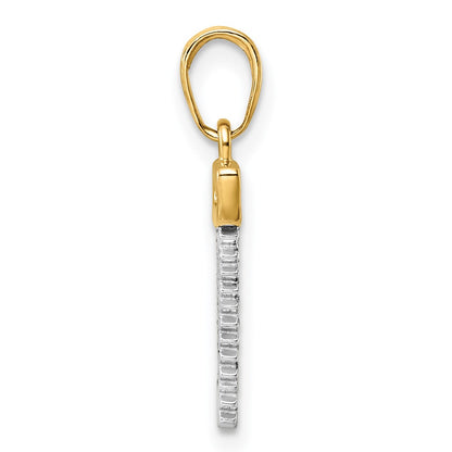 14K Yellow & Rhodium And White D/C Saw Pendant
