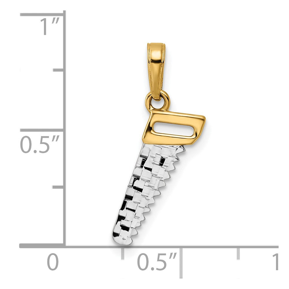 14K Yellow & Rhodium And White D/C Saw Pendant