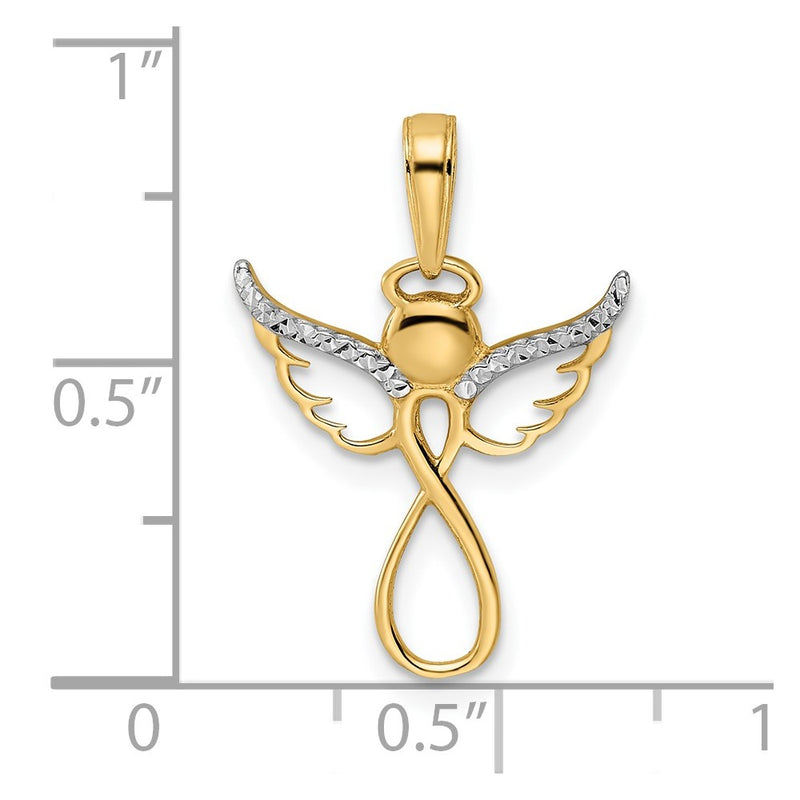 14K Yellow & Rhodium W/White D/C Infinity Angel Pendant