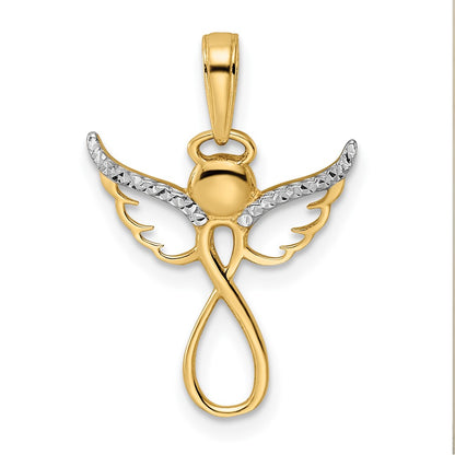 14K Yellow & Rhodium W/White D/C Infinity Angel Pendant