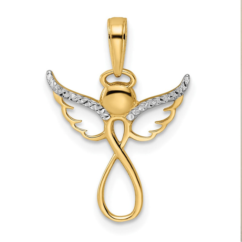 14K Yellow & Rhodium W/White D/C Infinity Angel Pendant