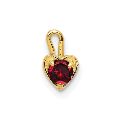 14K Yellow Gold 14Ky January Synthetic Birthstone Heart Charm