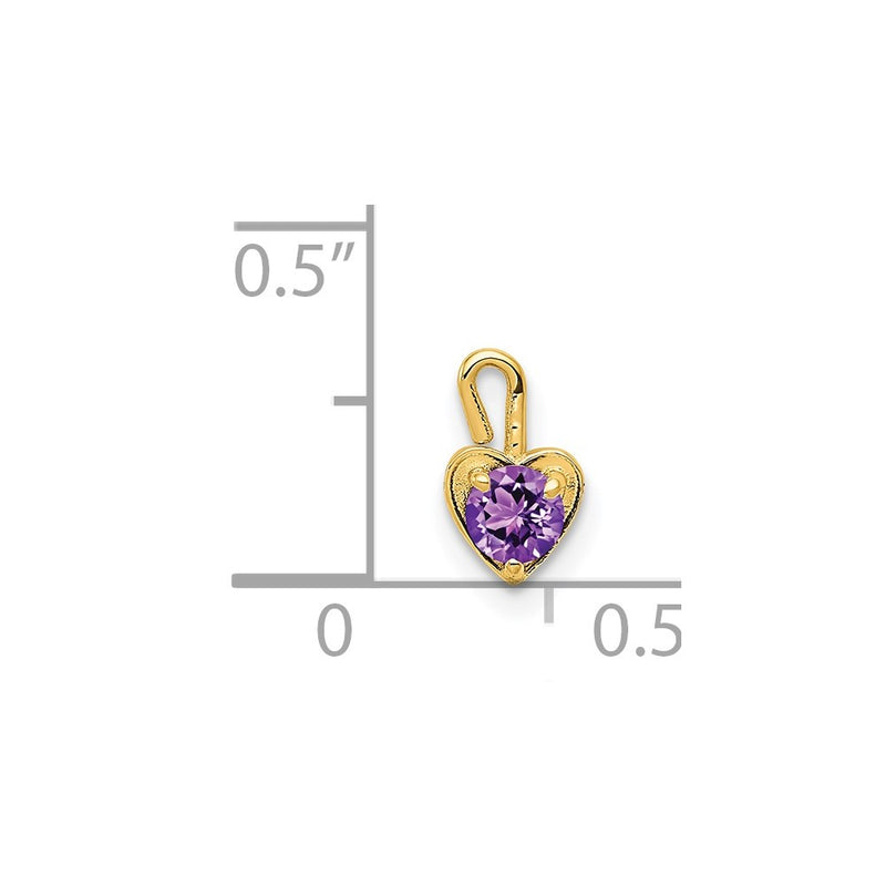 14K Yellow Gold 14Ky February Synthetic Birthstone Heart Charm