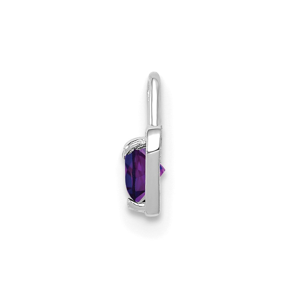 14K White Gold February Synthetic Birthstone Heart Charm