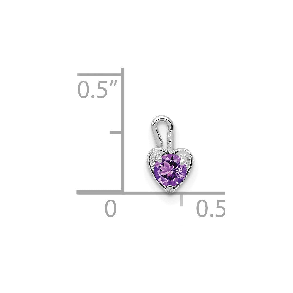 14K White Gold February Synthetic Birthstone Heart Charm
