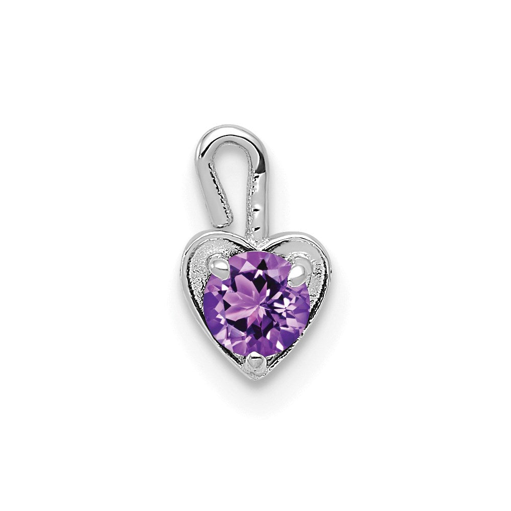 14K White Gold February Synthetic Birthstone Heart Charm
