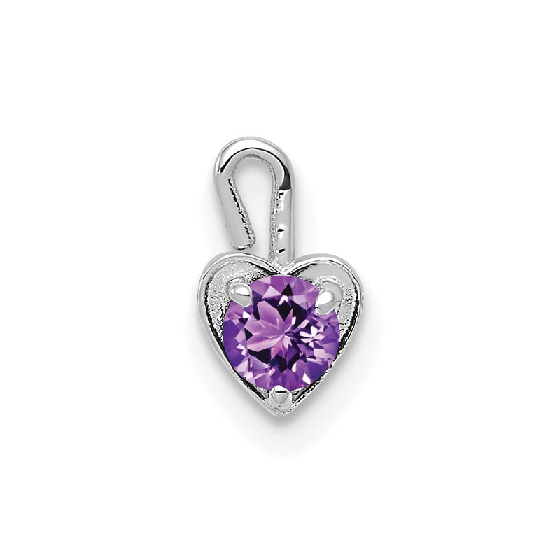 14K White Gold February Synthetic Birthstone Heart Charm