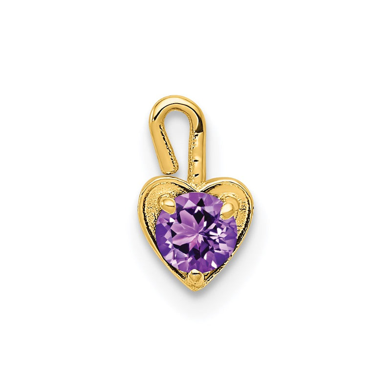 14K Yellow Gold 14Ky February Synthetic Birthstone Heart Charm