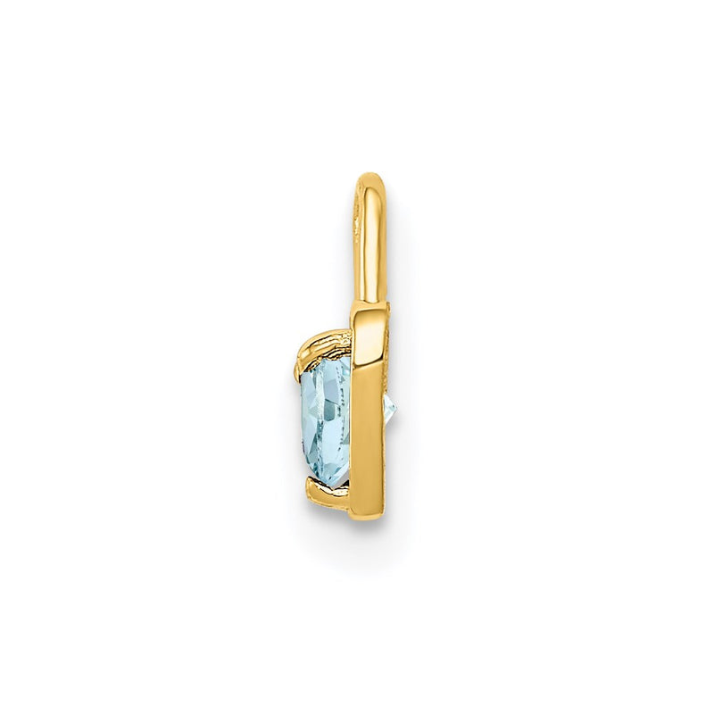 14K Yellow Gold 14Ky March Synthetic Birthstone Heart Charm