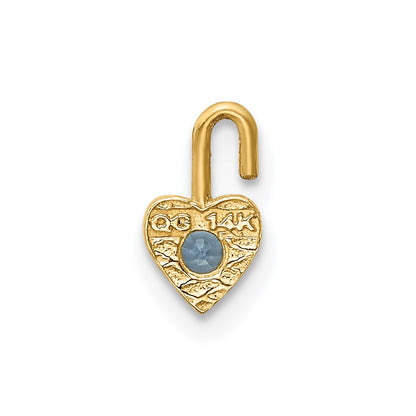 14K Yellow Gold 14Ky March Synthetic Birthstone Heart Charm