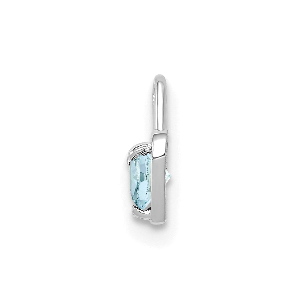 14K White Gold March Synthetic Birthstone Heart Charm