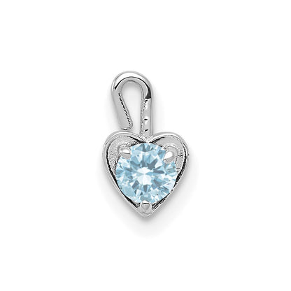 14K White Gold March Synthetic Birthstone Heart Charm