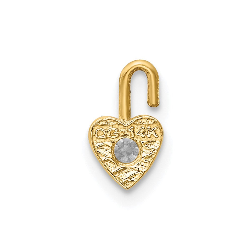 14K Yellow Gold 14Ky April Synthetic Birthstone Heart Charm