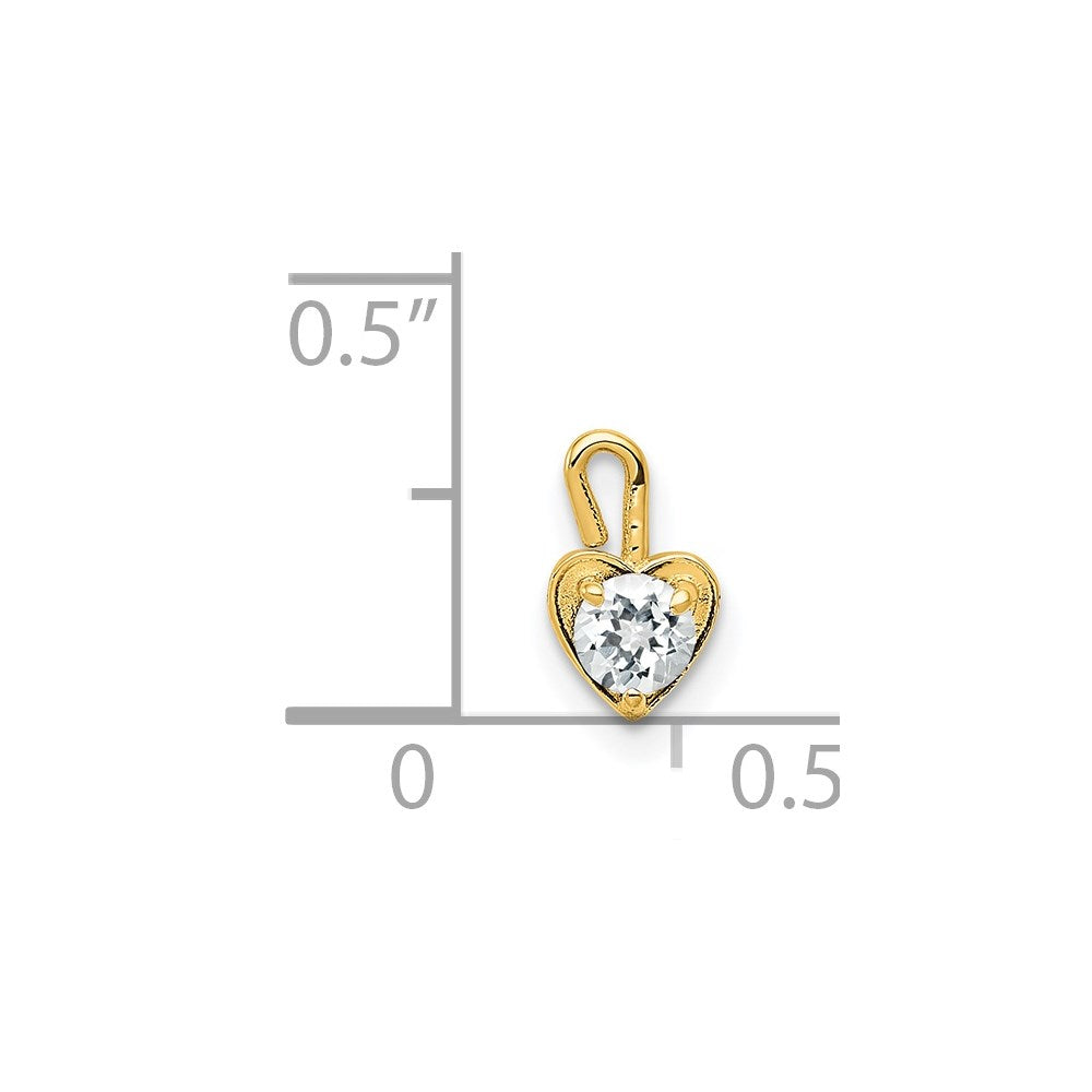14K Yellow Gold 14Ky April Synthetic Birthstone Heart Charm