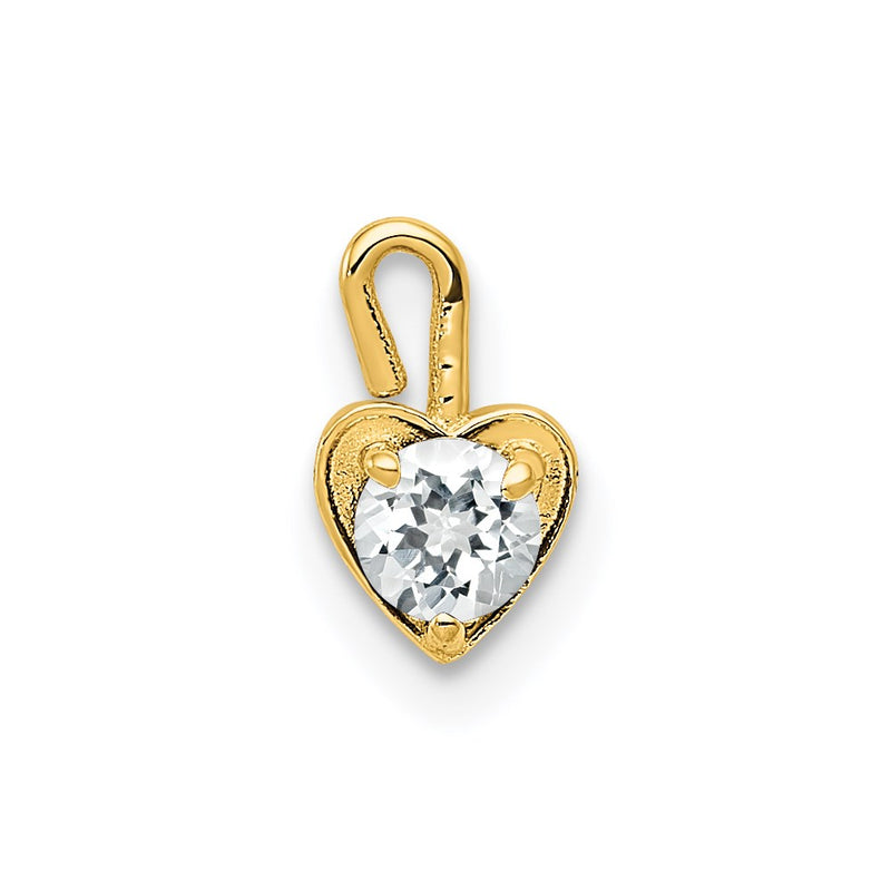 14K Yellow Gold 14Ky April Synthetic Birthstone Heart Charm