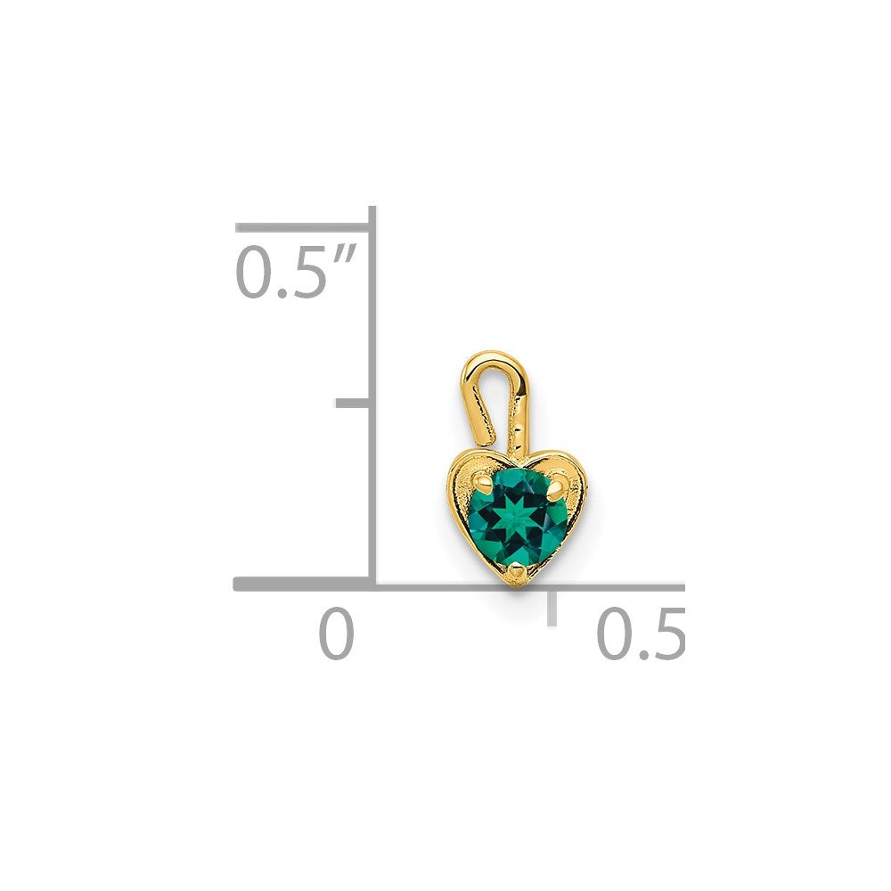 14K Yellow Gold 14Ky May Synthetic Birthstone Heart Charm