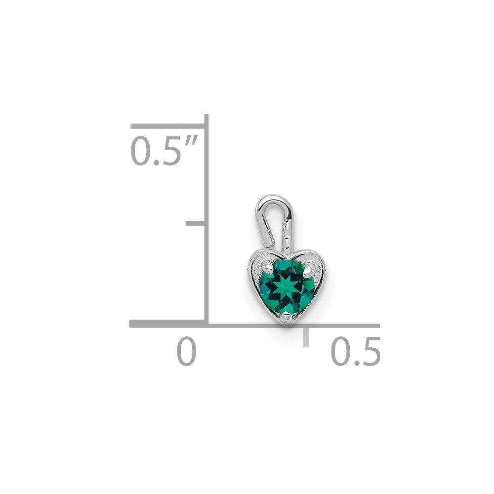 14K White Gold May Synthetic Birthstone Heart Charm