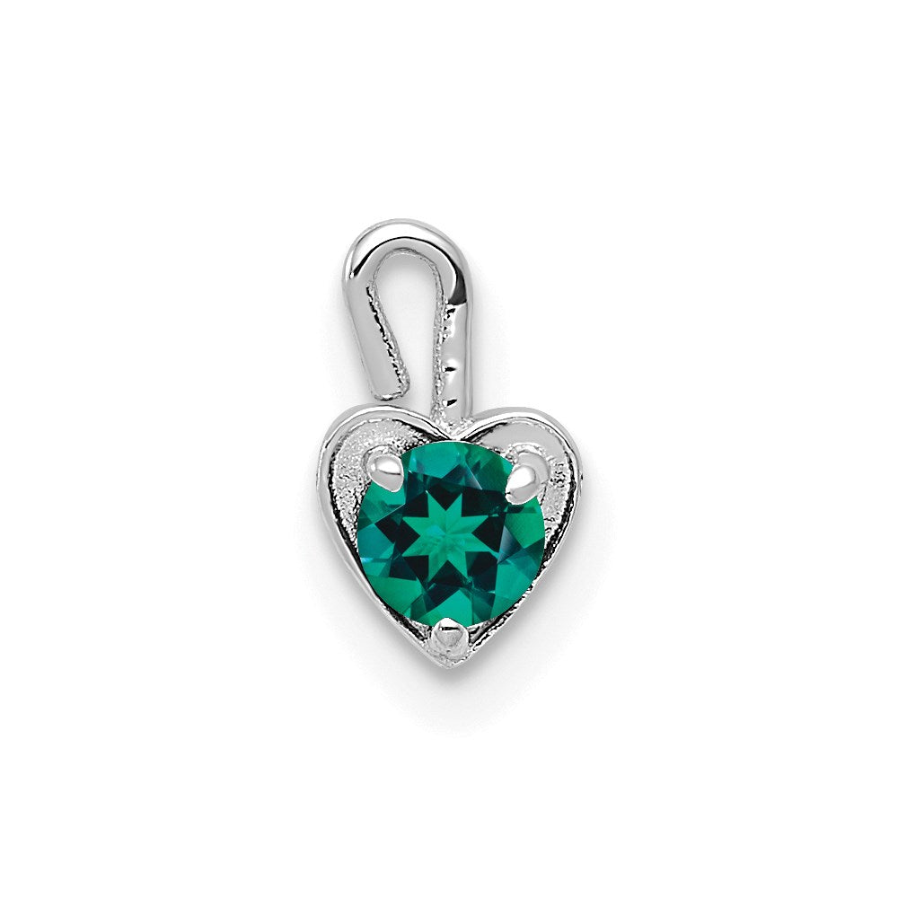 14K White Gold May Synthetic Birthstone Heart Charm