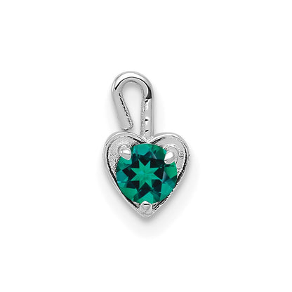 14K White Gold May Synthetic Birthstone Heart Charm