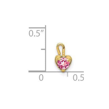 14K Yellow Gold 14Ky October Synthetic Birthstone Heart Charm