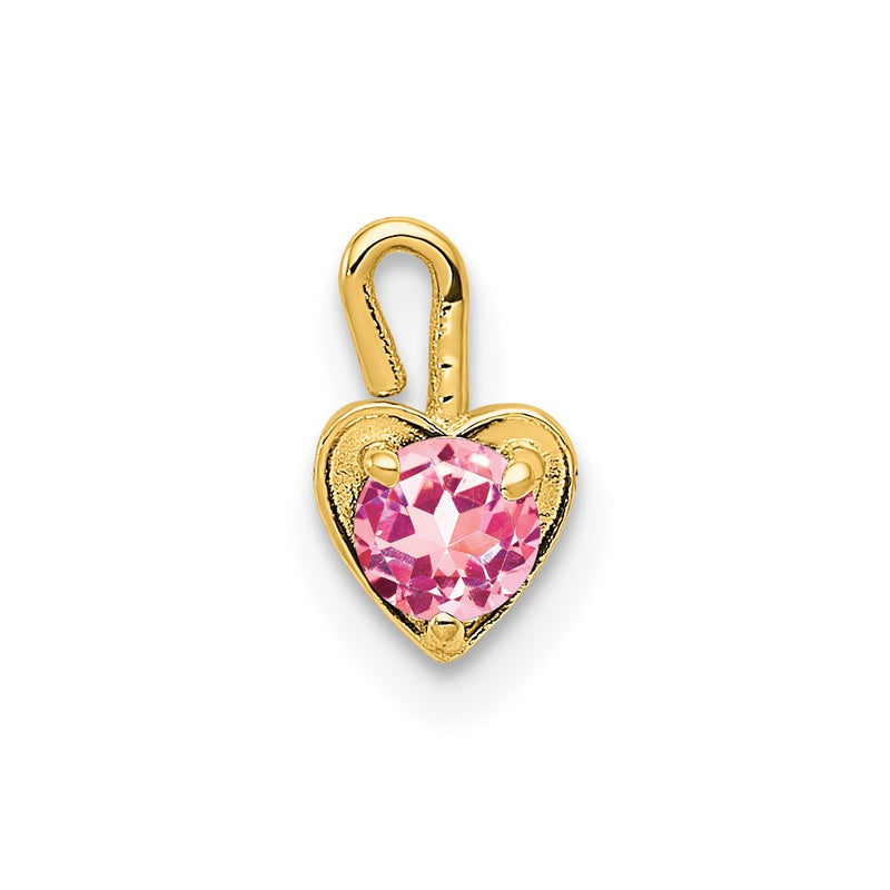14K Yellow Gold 14Ky October Synthetic Birthstone Heart Charm