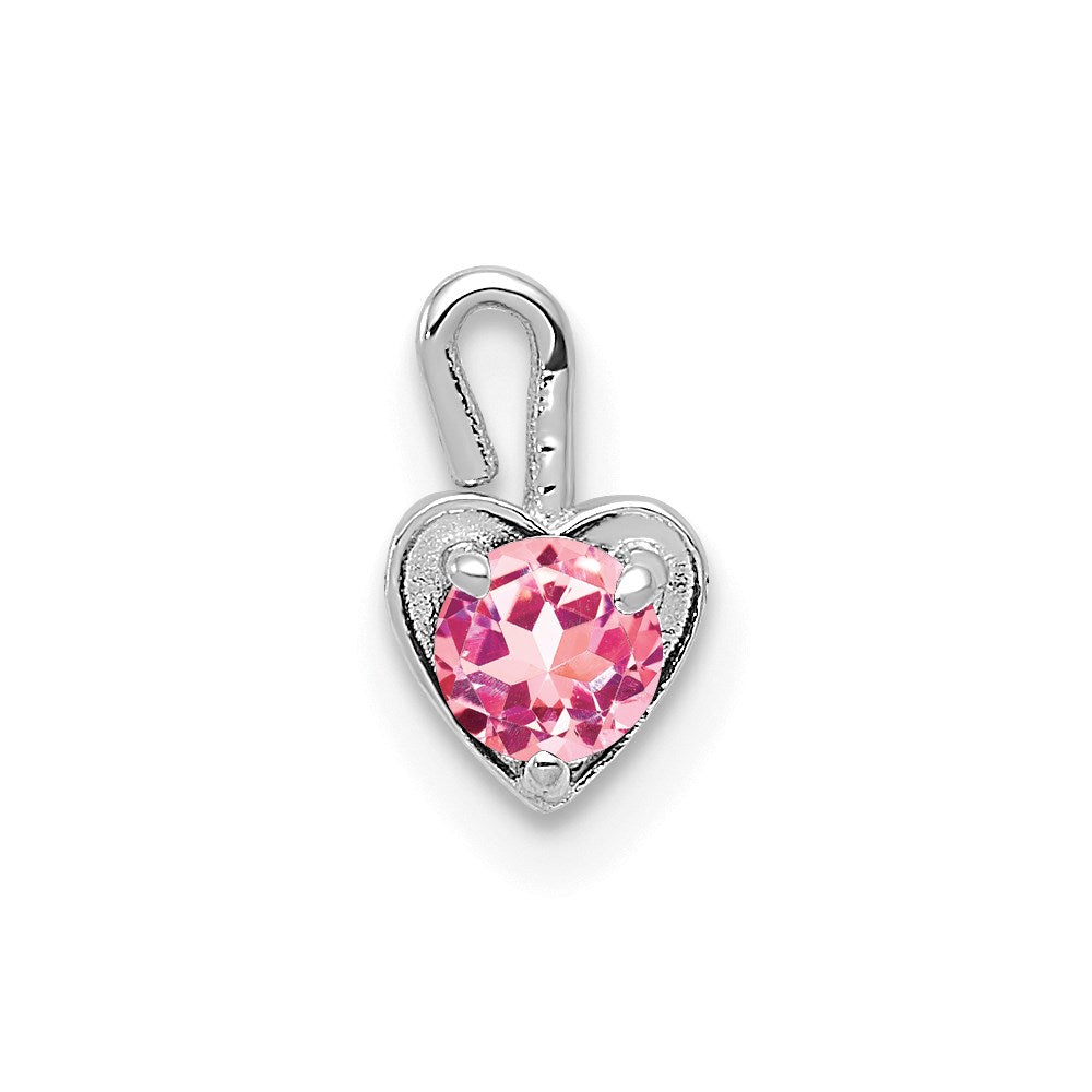 14K White Gold October Synthetic Birthstone Heart Charm