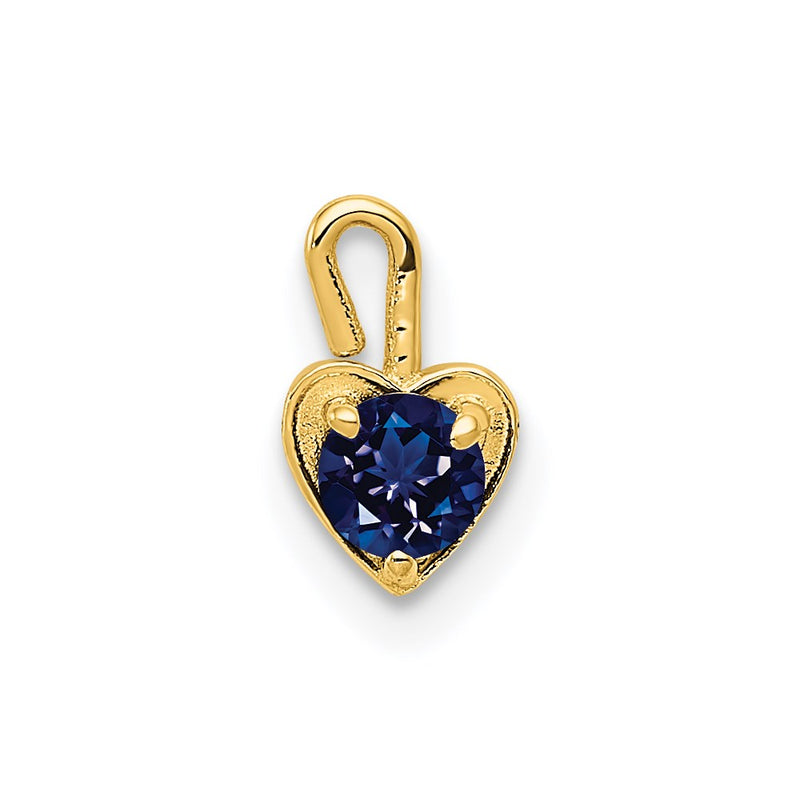 14K Yellow Gold 14Ky September Synthetic Birthstone Heart Charm