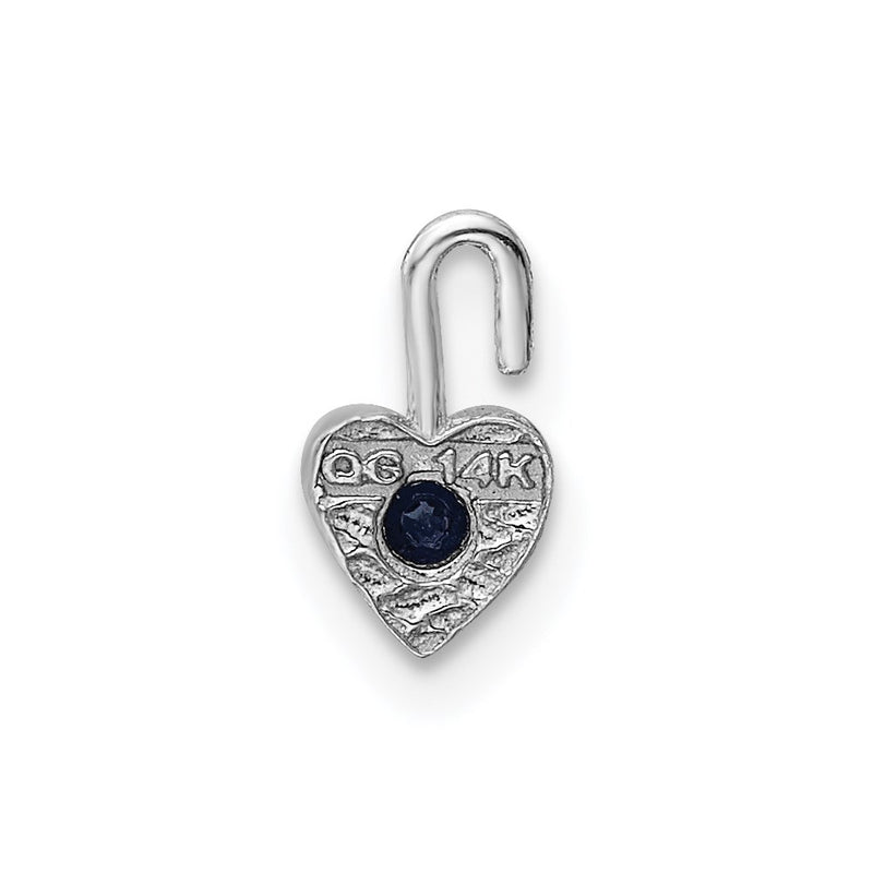 14K White Gold September Synthetic Birthstone Heart Charm