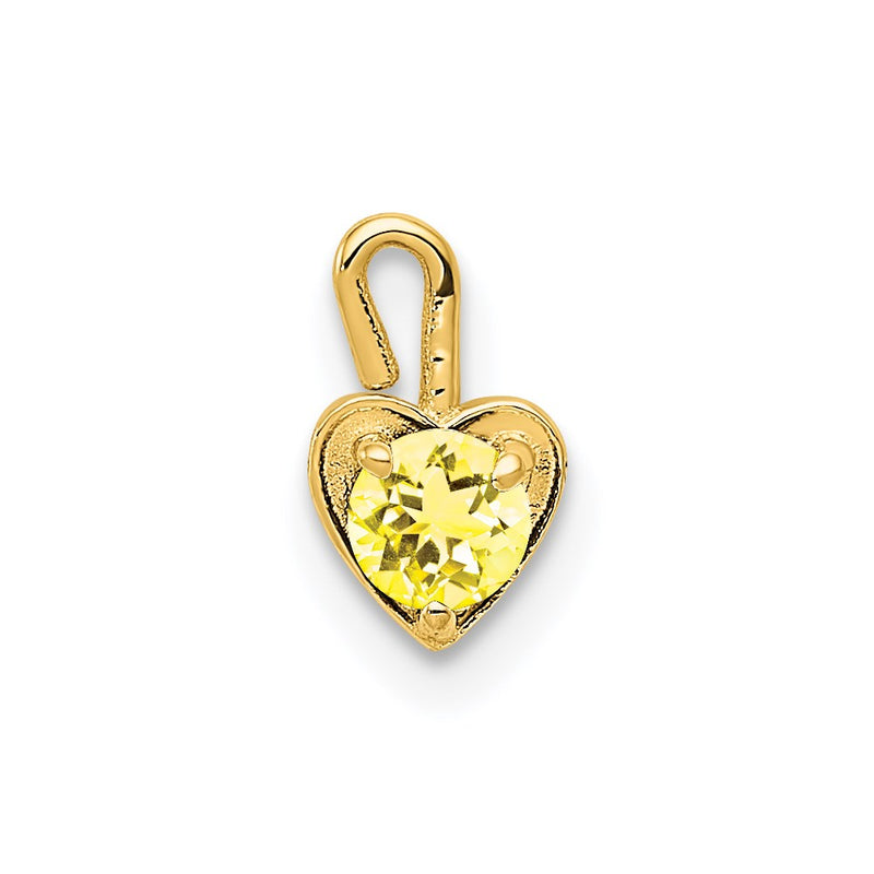 14K Yellow Gold 14Ky November Synthetic Birthstone Heart Charm