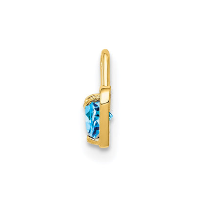 14K Yellow Gold 14Ky December Synthetic Birthstone Heart Charm