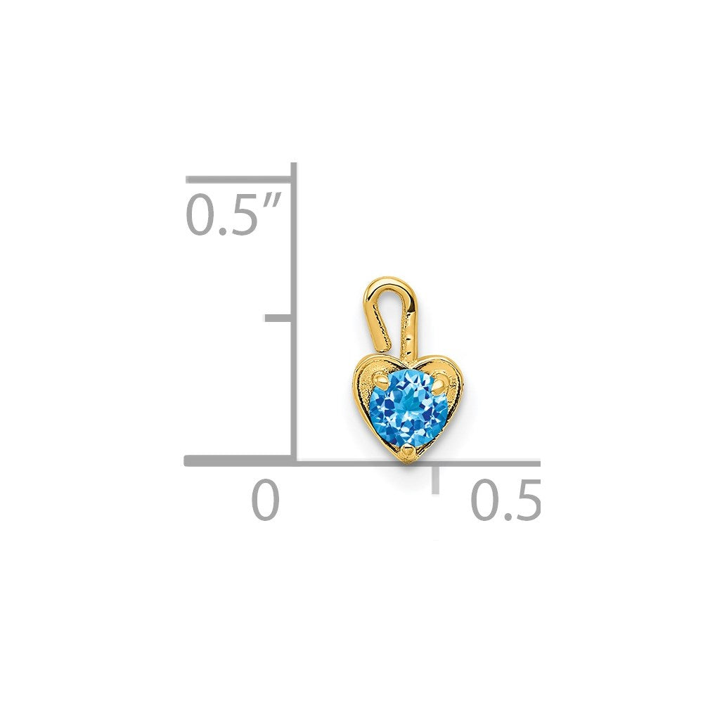 14K Yellow Gold 14Ky December Synthetic Birthstone Heart Charm