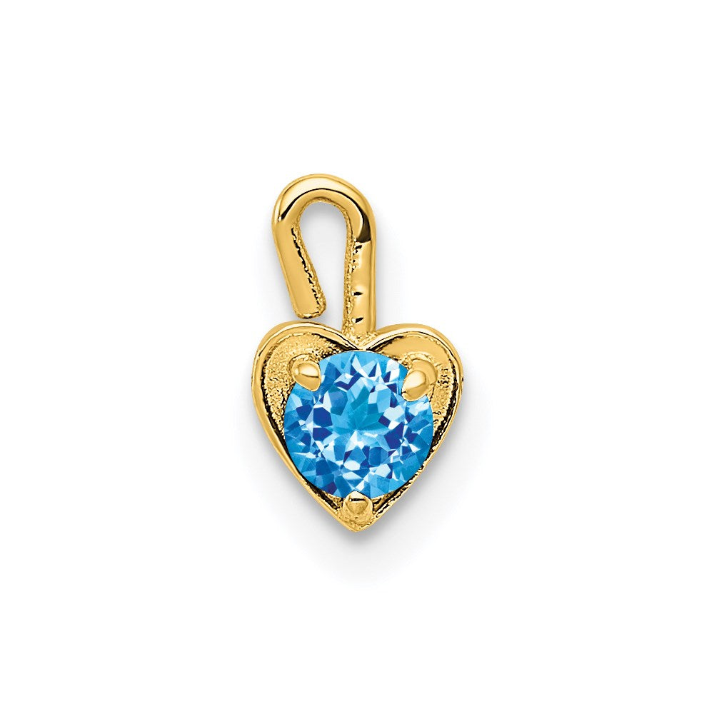 14K Yellow Gold 14Ky December Synthetic Birthstone Heart Charm