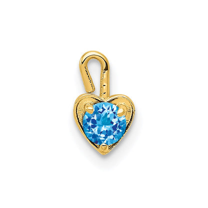 14K Yellow Gold 14Ky December Synthetic Birthstone Heart Charm