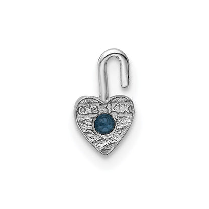 14K White Gold December Synthetic Birthstone Heart Charm