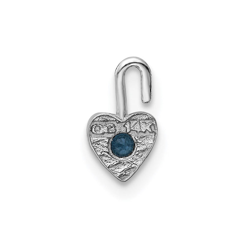 14K White Gold December Synthetic Birthstone Heart Charm