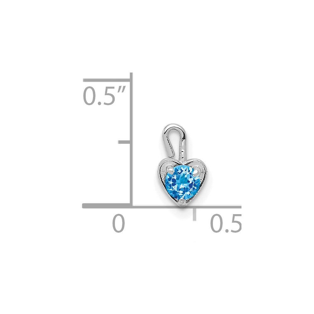 14K White Gold December Synthetic Birthstone Heart Charm