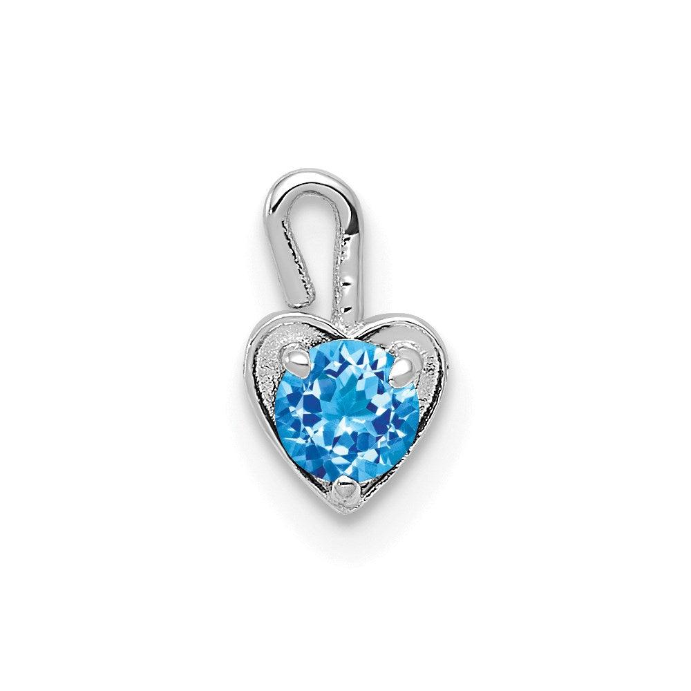 14K White Gold December Synthetic Birthstone Heart Charm