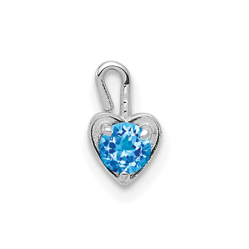 14K White Gold December Synthetic Birthstone Heart Charm