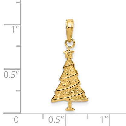 14K Yellow Gold Polished Christmas Tree Pendant