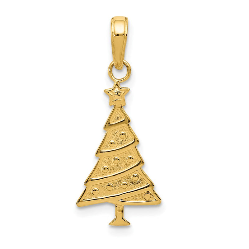 14K Yellow Gold Polished Christmas Tree Pendant