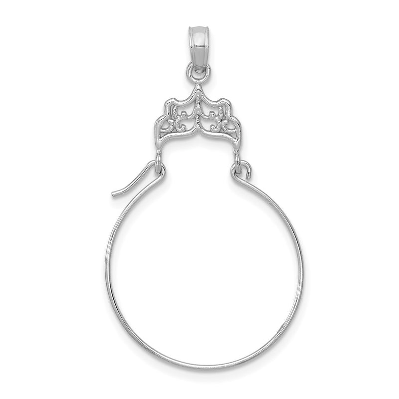 14K White Gold Filigree Charm Holder
