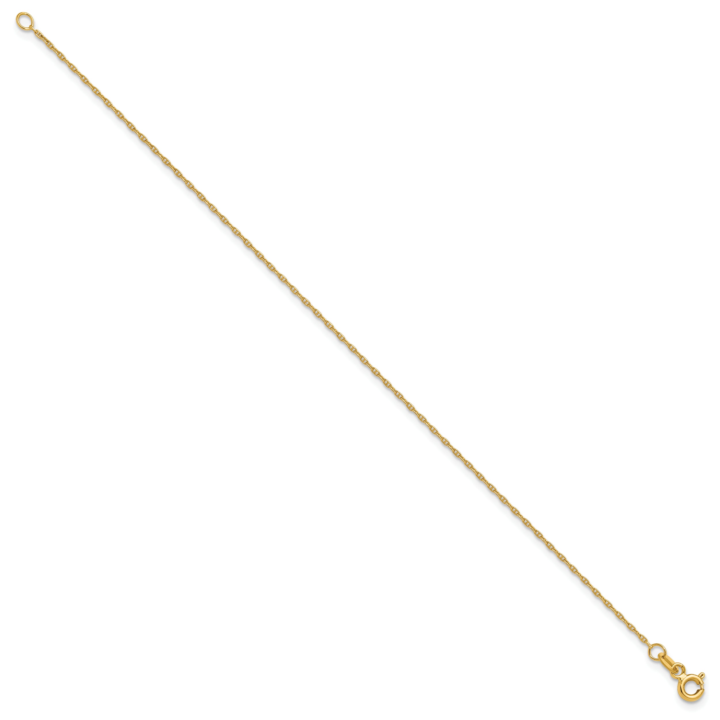 14K Yellow Gold 1.05mm Mariners Link Chain Anklet