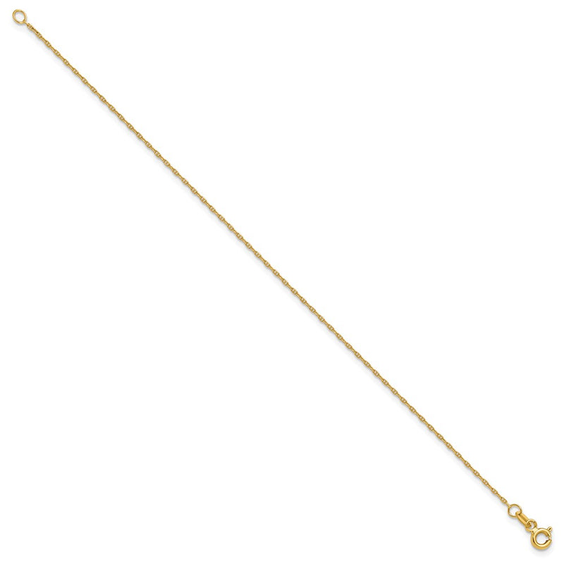 14K Yellow Gold 1.05mm Mariners Link Chain Anklet