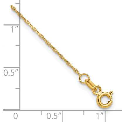 14K Yellow Gold 1.05mm Mariners Link Chain Anklet