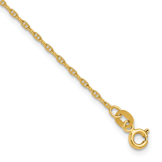 9.00 Inch 14K 1.5mm Mariners Link Chain Anklet